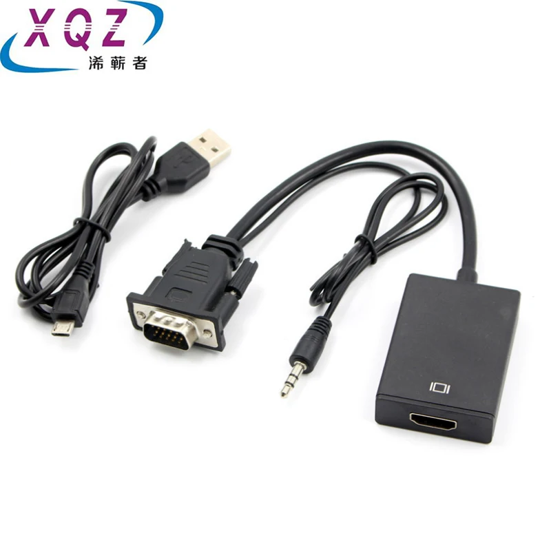 Преобразователь из VGA в HDMI 15pin штекер-HDMI гнездо + аудио AV конвертер вход выход USB