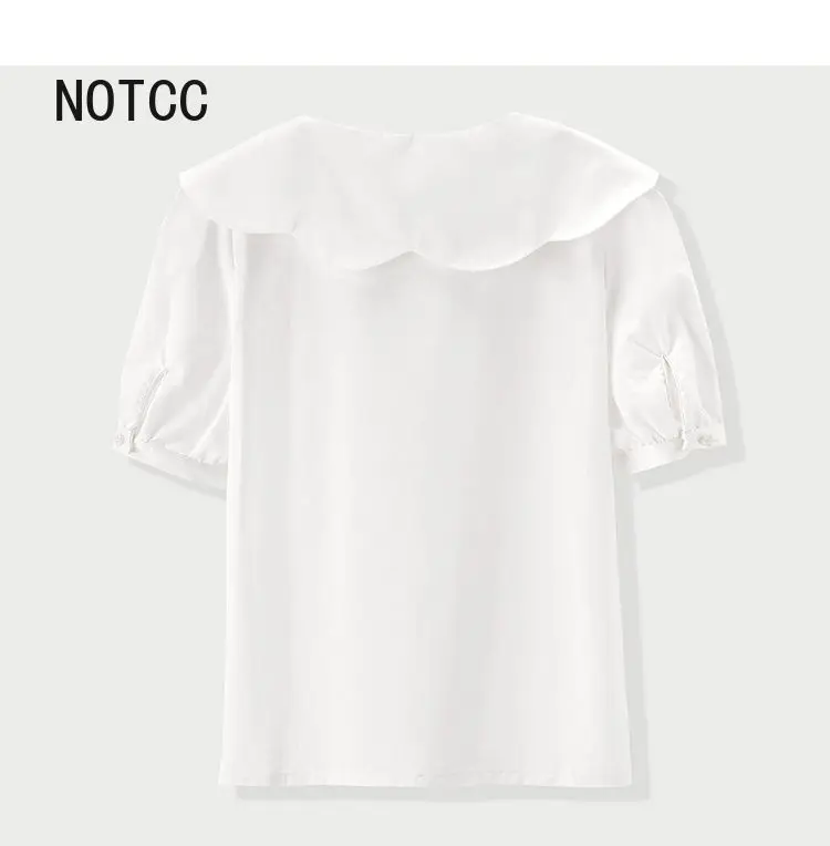 

NOTCC Kitty Cat Shirts Women Embroidery Short Sleeve Cotton Blouse Female Cute Tops Y2k Summer New White Shirt