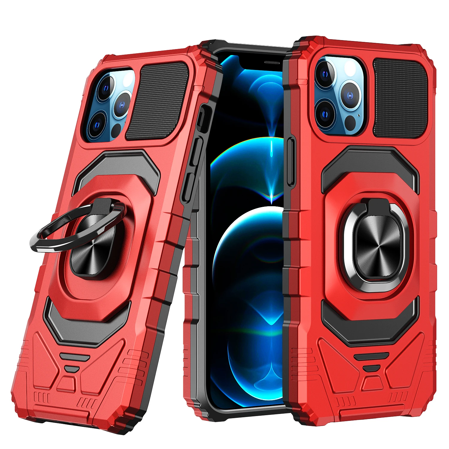 

Shockproof Protection Armor Magnetic Ring Bracket Phone Case For iPhone X XR SE 2020 XS 11 12 13 Mini Pro Max 6 6S 7 8 Plus Case