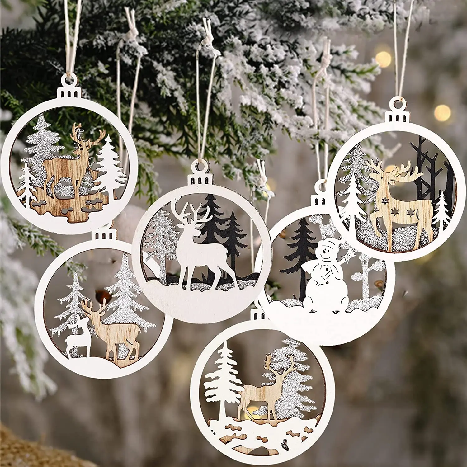 

Adornos De Invierno Para árbol De Navidad Paquete De Madera De Navidad Para Decoración De árbol De Navidad De Elk Doll Pendant