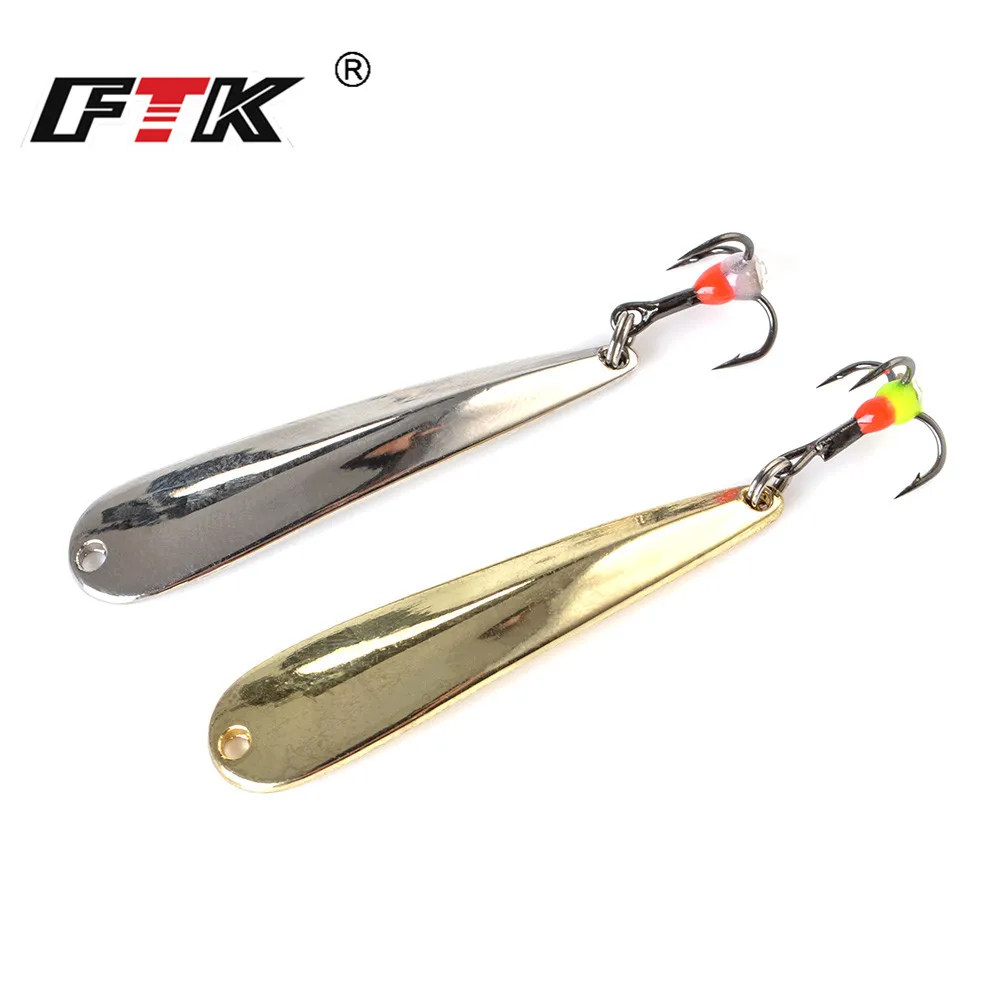 

FTK Metal Wobblers Gold Silver Winter Jig Fishing Lure Front Back 5/7/11g Hard Artificial Bait Spoon Ice Fishing Accessories