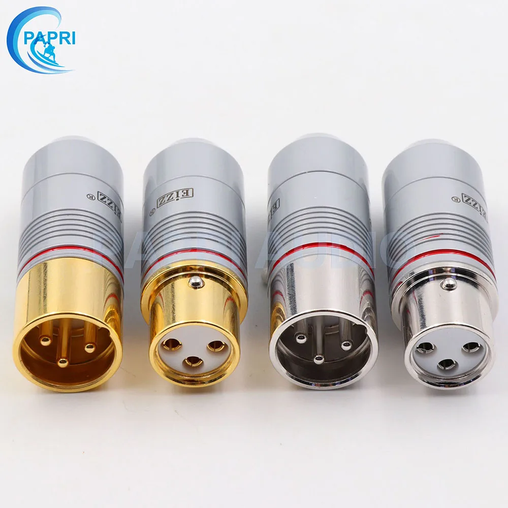 EIZZ 2 шт. Tellurium медь 3 булавки Мужской Женский XLR разъем MIC змея 24 К золото Платиновое покрытие аудио усилитель микрофонный кабель Jack