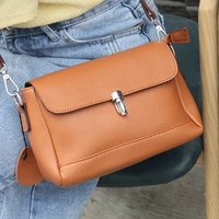 brand designer handbags small women bag real leather square bag casual solid flap shoulder bag ladies crossbody bags brown gray