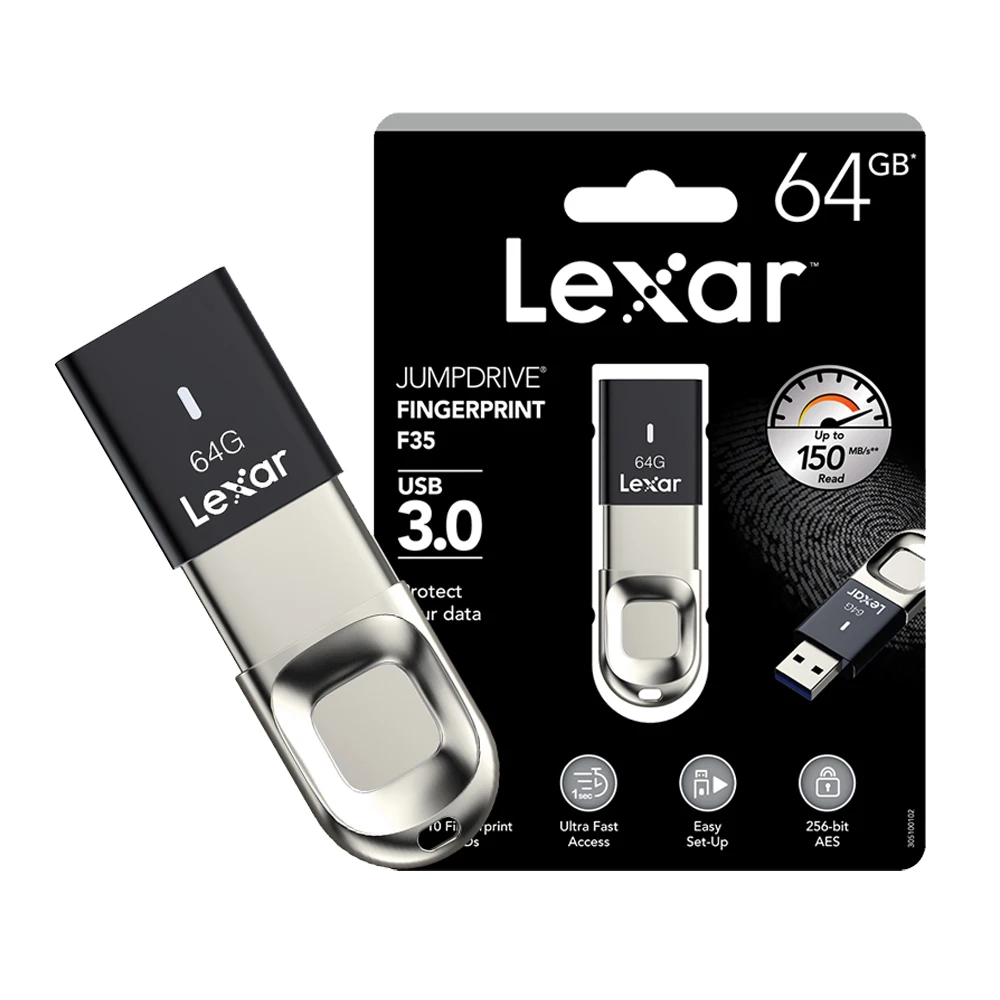 Lexar 32 ГБ 64 128 г USB3.0 U диск F35 Скорость чтения 150 МБ/с. металл отпечатков пальцев