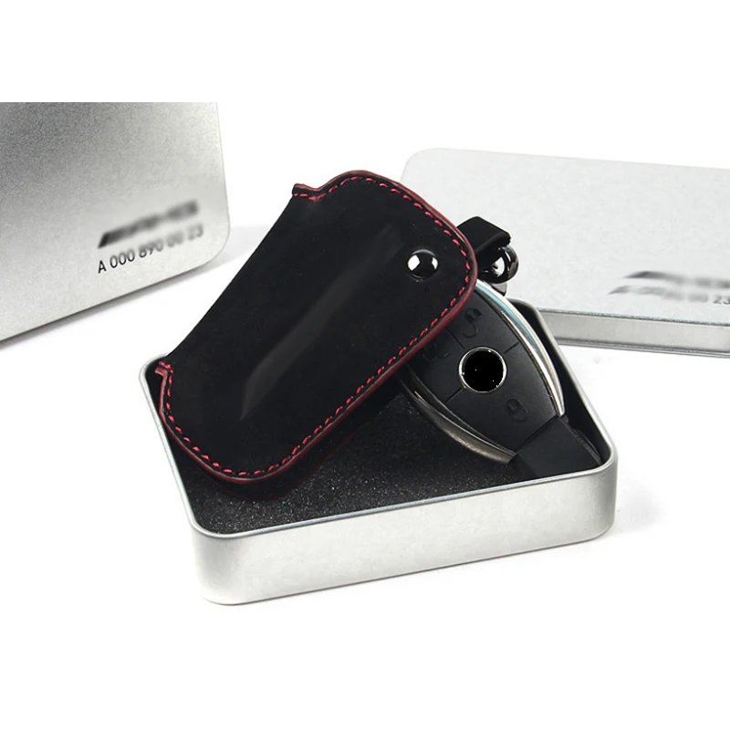 Автомобильный кожаный чехол для ключей с дистанционным управлением черный мех