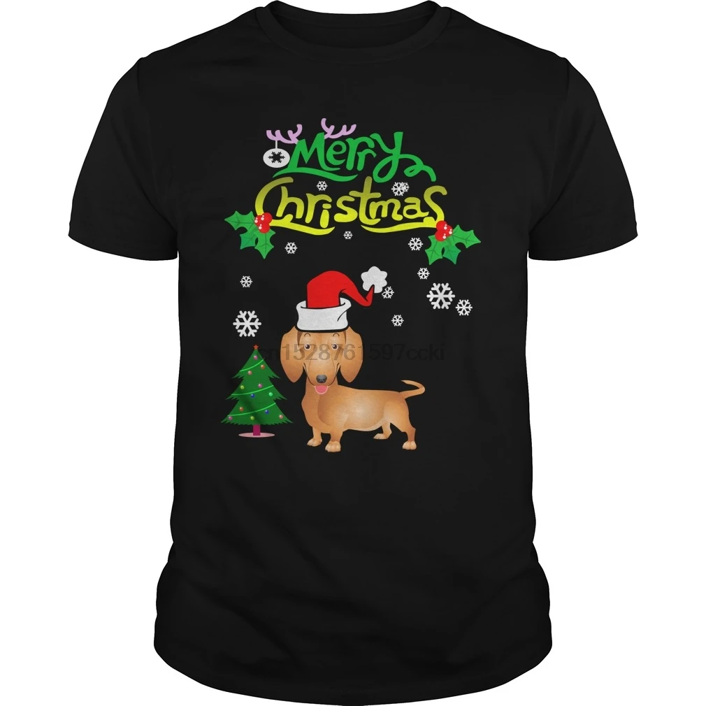 Мужская футболка с веселым Рождеством Собака Такса крутая принтом футболки Топ -