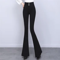 fashion black pants women high waist trousers spring autumn slim wild skinny long casual flared pant calcas feminina