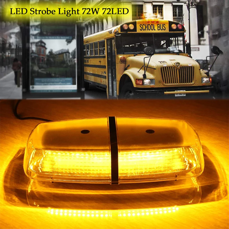 

Warning Light Truck Led Flash Car Strobe Light 72W 12V 24V 72LED 5730SMD Universal Roof Flashing Warning Emergency Light Bar
