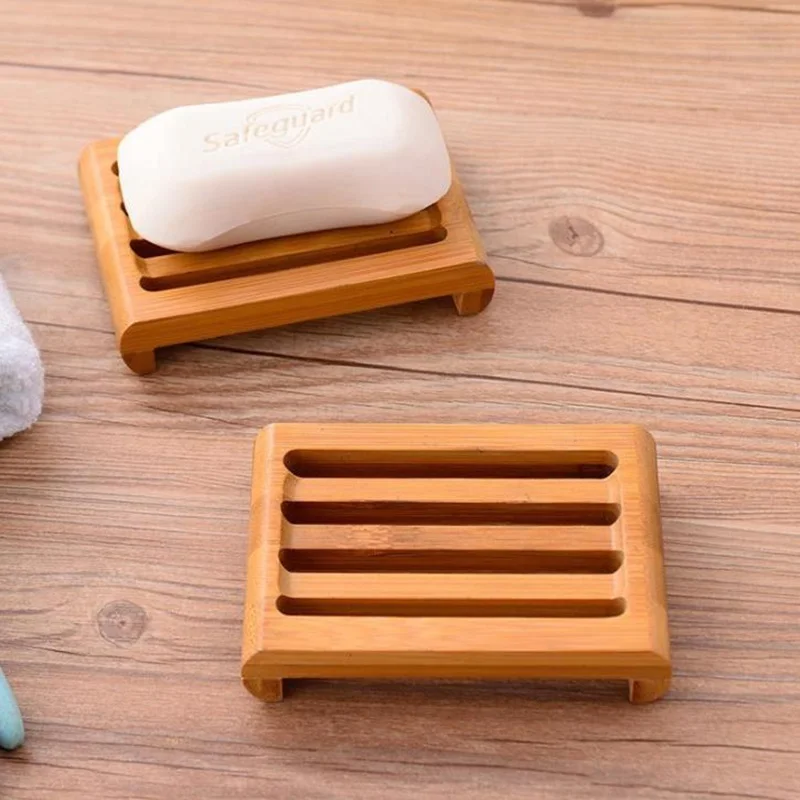 

50pcs Bamboo Soap Dishes Creative Simple Manual Drain Soap Box Bathroom Bathroom Soap Box Wooden Soap Tray Holder NO88