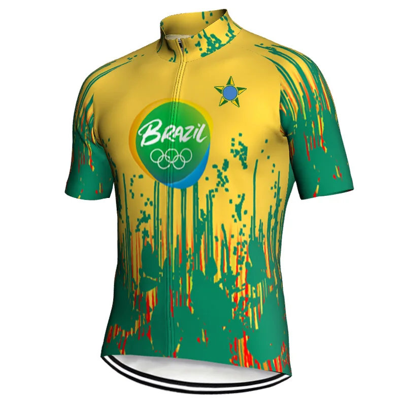 

Brazil Pro Team Short Sleeve Cycling Jersey Bicycle MTB Bib Motocross Downhill For Wear Shirt Road Ride Mountain Bike Sport Top