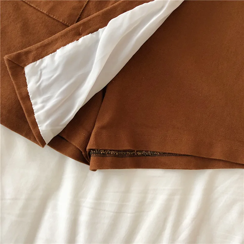 

Women Shorts Button Fly Solid A-line Asymmetrical High Waist Chic Womens All-match Leisure Korean Style Stylish Ladies Bottom BF