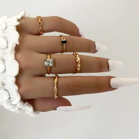 stillgirl 5pcs vintage crystal gold rings for women kpop geometric set female charms fashion jewelry anillos mujer bague femme