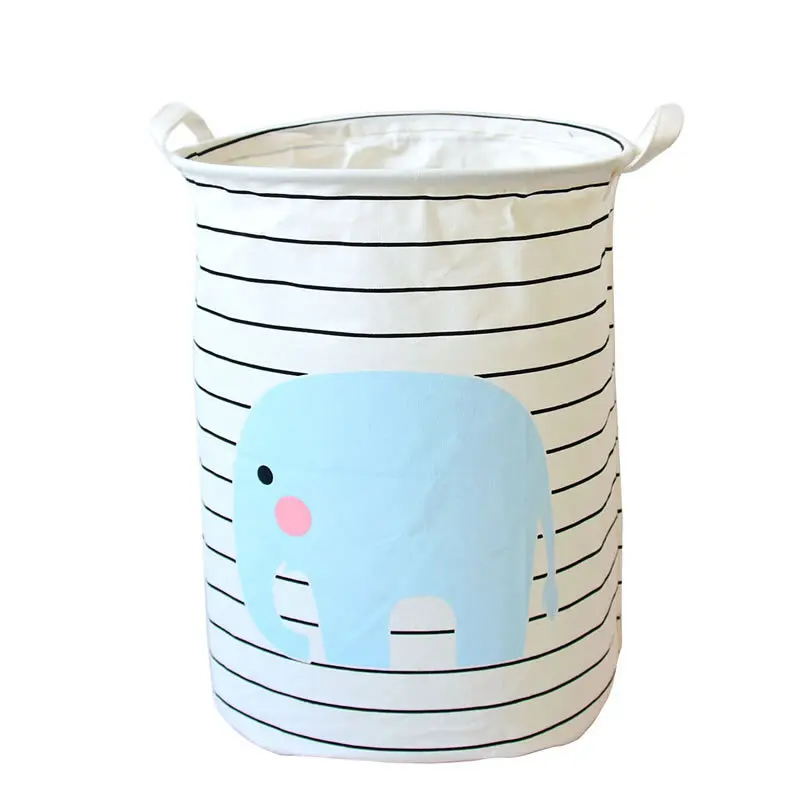 

Baby Elephant Dirty Clothes Hamper Foldable Laundry Basket Waterproof Storage Basket for Toys Cotton and Linen Home Organizer