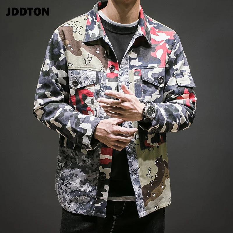 Мужская камуфляжная куртка JDDTON свободная винтажная бомбер в стиле хип хоп
