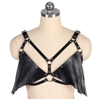 goth women sexy geometric pattern lingerie body bondage leather chest harness bra cage erotic accessories suspenders harajuku