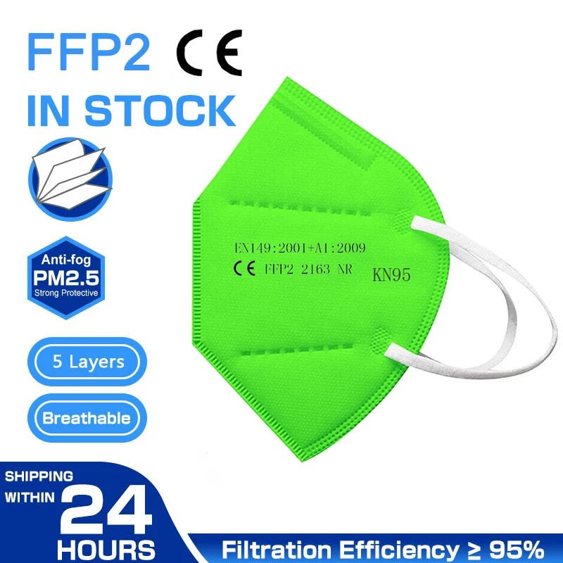 

50-200Pieces ffp2 CE Mask fpp2 Approved kn95 Mascarillas Masks Kn95 Certified Black Mouth Caps Mask for Men Women FFP2MASK