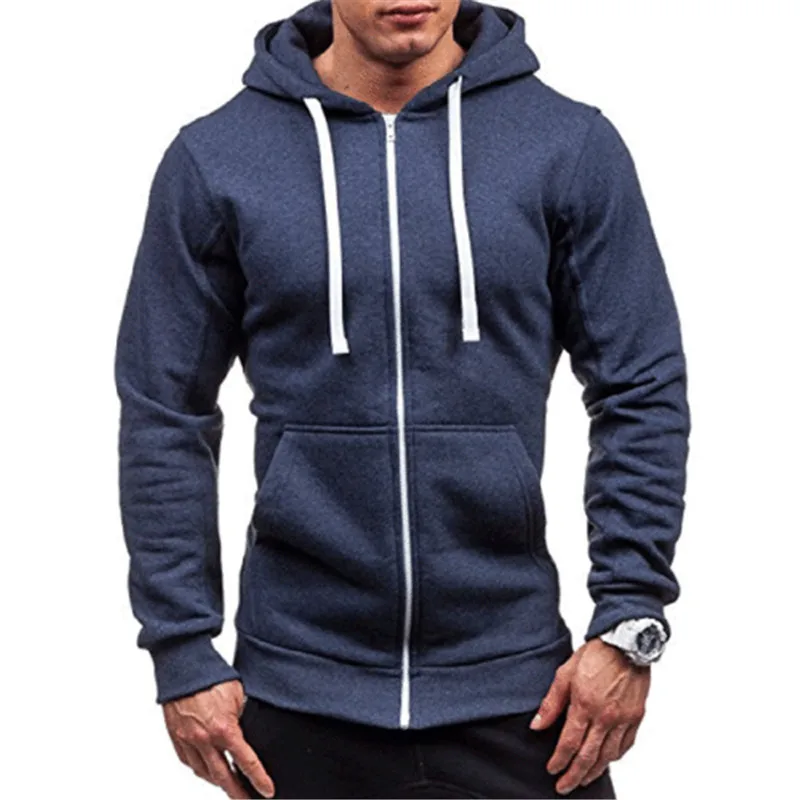 2021 Summer Men Casual Hoodies Male Sweatshirt Zipper Long Sleeve Hooded Spring Jacket Coat Pocket | Мужская одежда