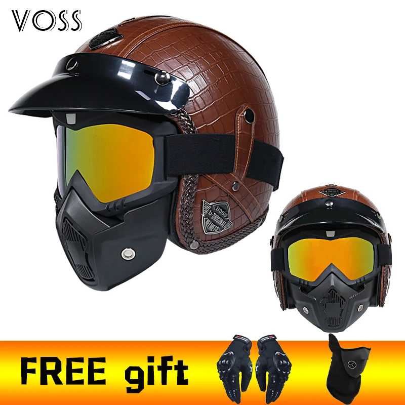 VOSS новинка мотоциклетный шлем в ретро стиле Женский с открытым лицом модель 3/4