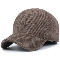 autumn winter baseball cap for men with earflaps warm dad hat thickened cotton snapback caps ear protection fathers hats