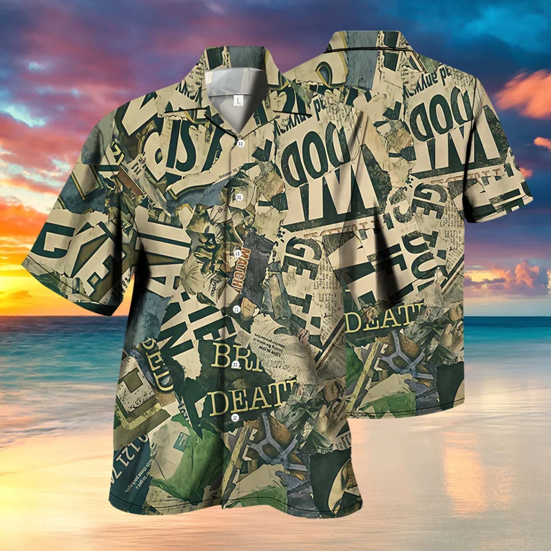 

New Men's 2021 Shirt Harajuku Fun Graffiti Hip-Hop Shirt 3D Positive Negative Pattern Style Male European Size