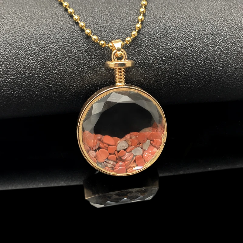 

Natural Stone Perfume Bottle Necklace Pendant for Women Colored Mixed Stone Garnet Tiger Eye Lapis Lazuli Wishing Bottle Pendant