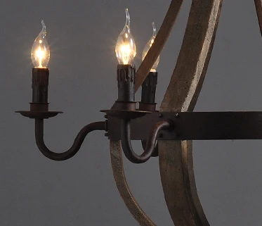 Европейская короткая винтажная Подвесная лампа в форме ведра из древесины дуба