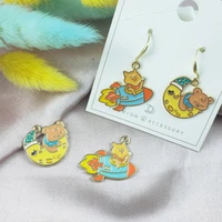 10pcs cartoon bear series charm necklace diy alloy charm pendant earrings jewelry accessories charms for jewelry making