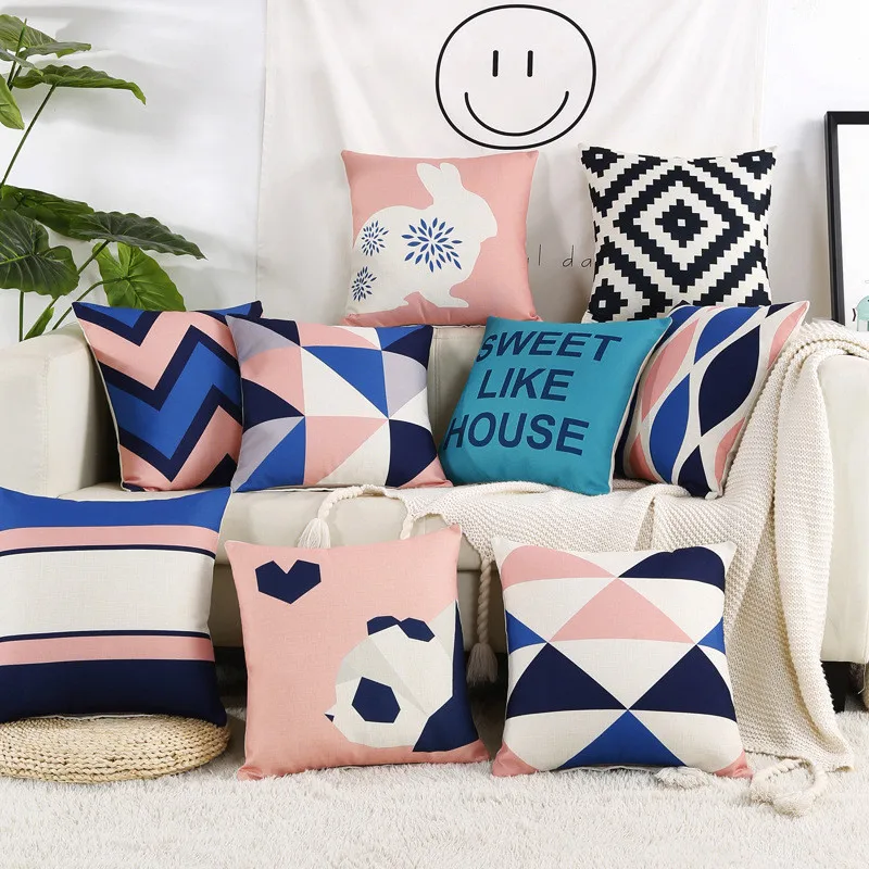 Nordic Стиль Подушка Чехол Шикарный Розовый геометрический чехол для подушки офис