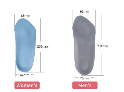 Saudefoot 3/4 length PU insole Flat Foot Orthotic insoles Arch Support Massaging Shoe Pad Cushion Insoles Foot Care Unisex