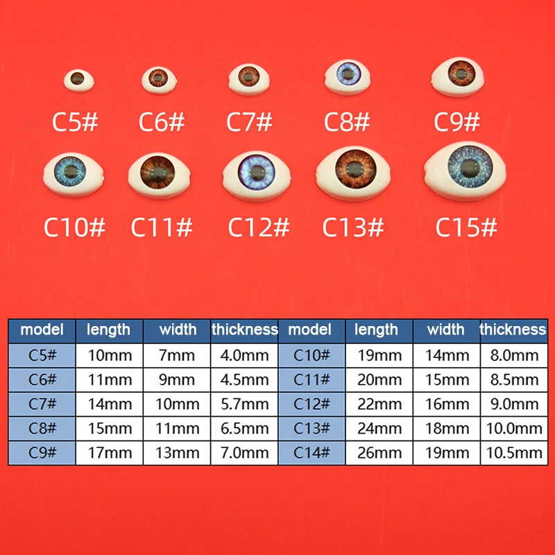 

10Pcs Vivid Oval Hollow Back Safety Plastic Eyes Eyeball For Toys Dolls DIY Accessories