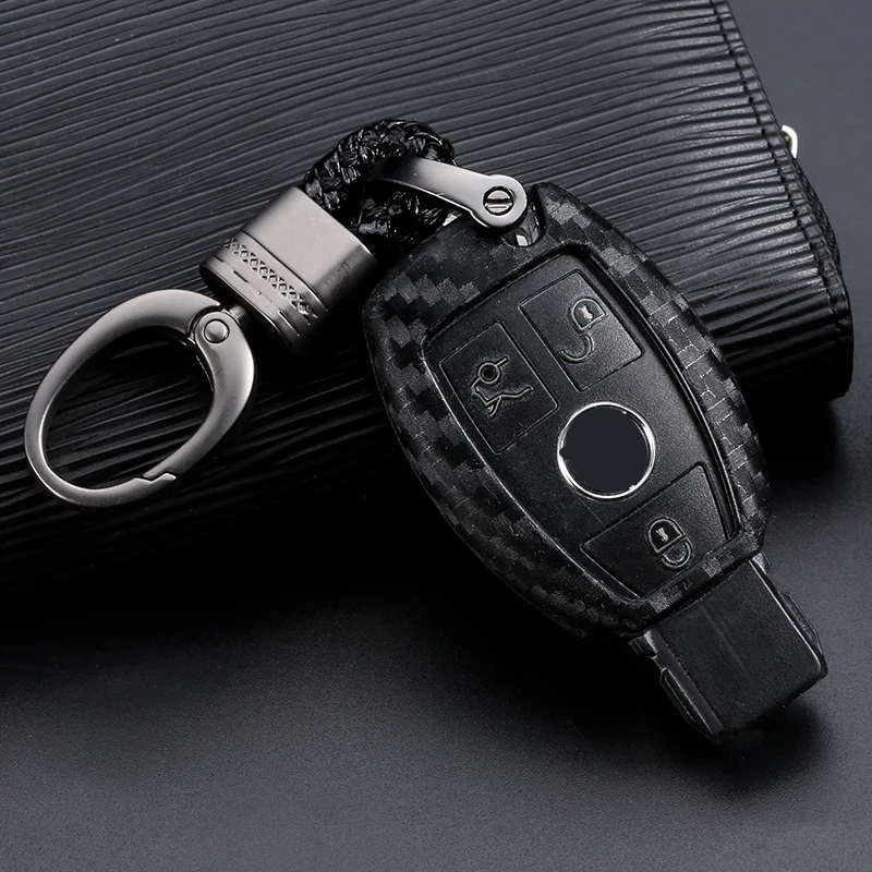 Have holder Chain A Чехол для ключа автомобиля, чехол из углеродного волокна для Mercedes Benz BGA AMG W203 W210 W211 W124 W202 W204 W205 W212 W176, защитный чехол для ключа автомобиля - Название цвета: Have holder Chain A