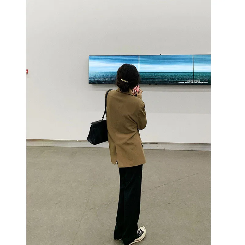 

Korean Suit Jacket Women Spring and Fall 2021 Loose Fashion Casual Suit Female Long Sleeve Solid Color Coat Harajuku Manteau New