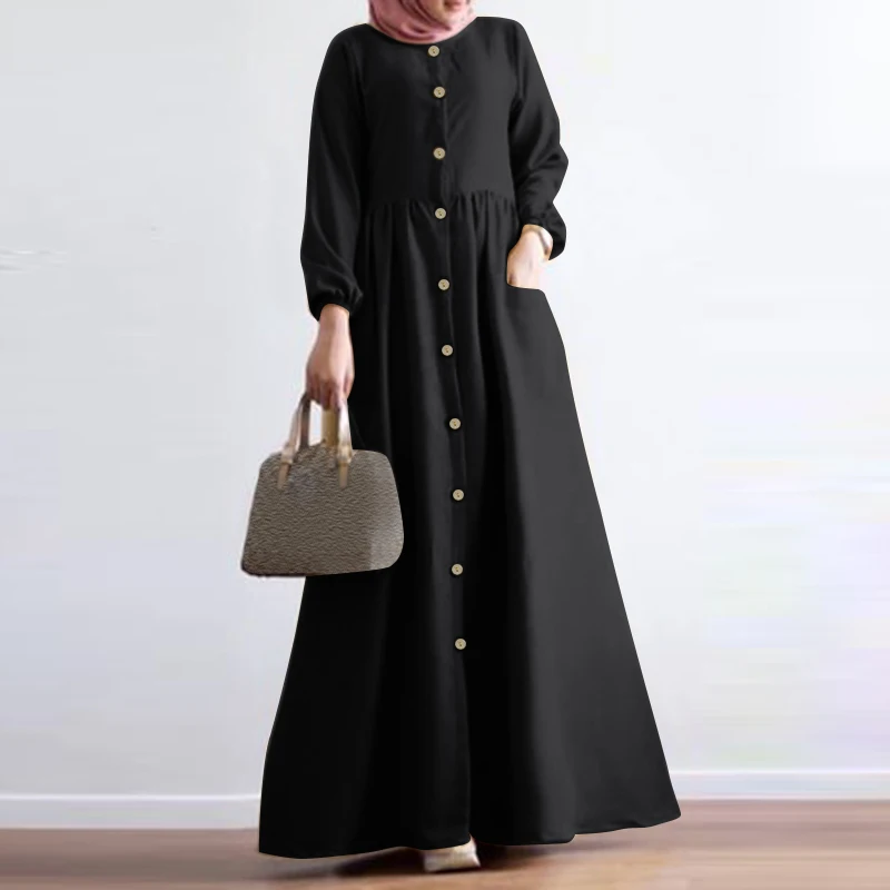 

Casual Abaya Long Dress ZANZEA Women Long Sleeve Maxi Dress Islamic Clothing Kaftan Muslim Caftan Abaya Turkey Hijab Dress Robe