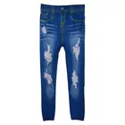 Лидер продаж, женские Стрейчевые рваные состаренные обтягивающие джинсовые брюки с высокой талией, рваные джинсы, узкие Джеггинсы, джинсы