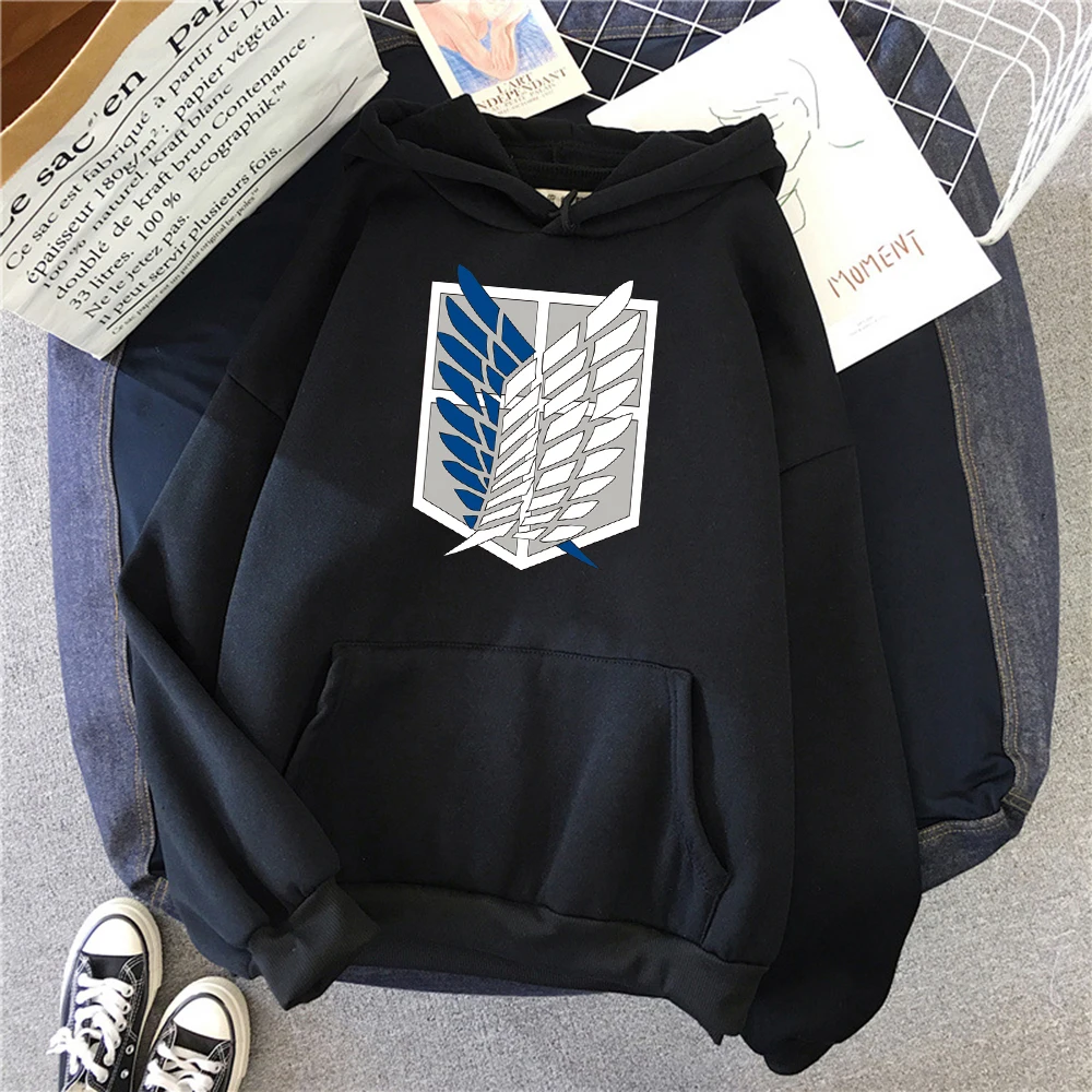

100%COTTON Attack On Titan Anime Freedom Tsubasa Print Hoody Men Hip Hop Style Hoodie Loose Warm Sweatshirt Autumn Fleece