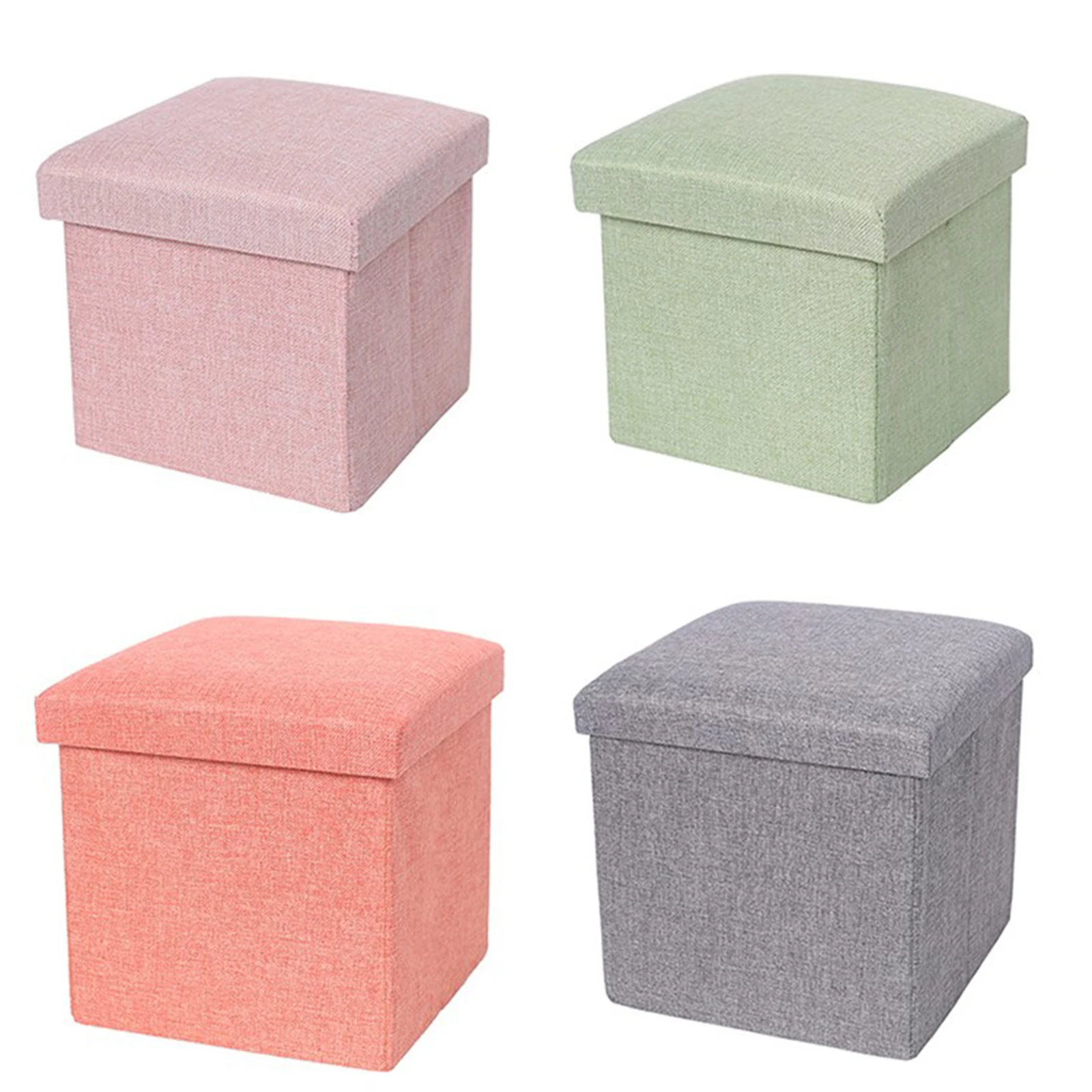 

Multifunctional Cotton Linen Footstool Space-saving Folding Storage Stool Great For Home Office Living Room Cajas Organizadoras