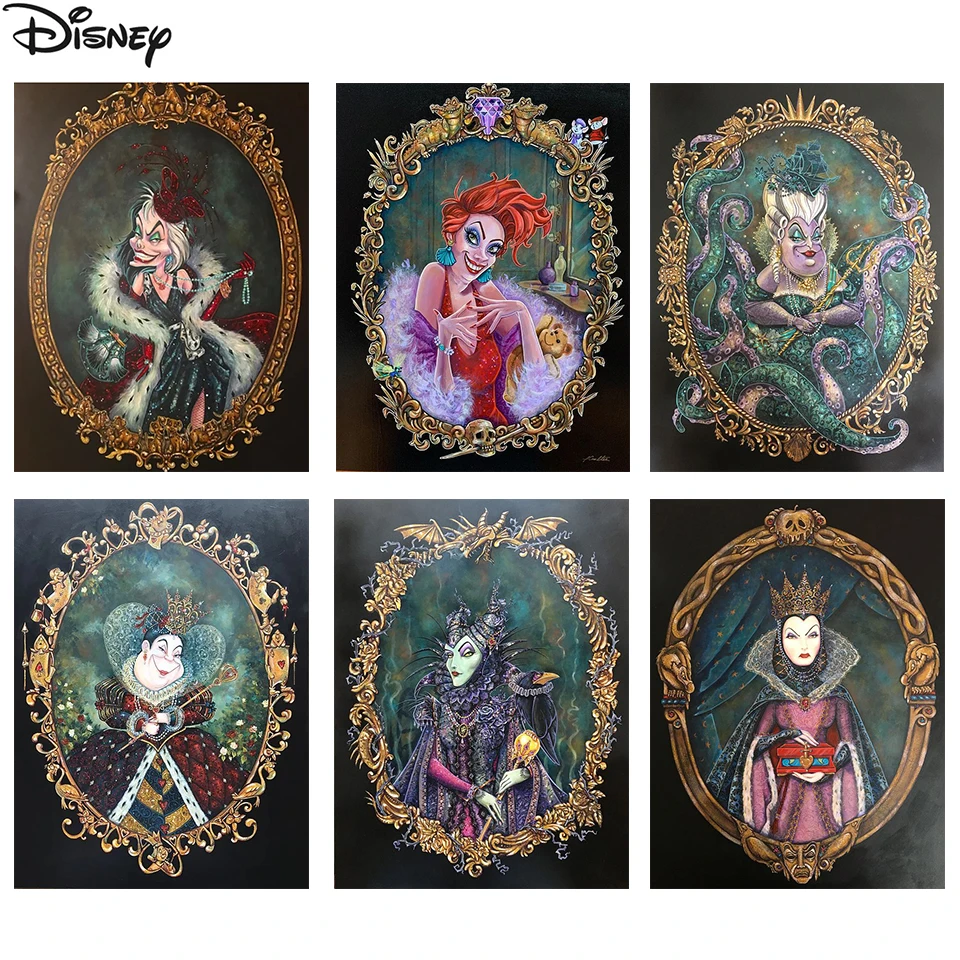

Disney Villains Diamond Painting Kits Retro Portrait Full Diamond Embroidery Mosaic Cross Stitch Picture Home Decoration Gift