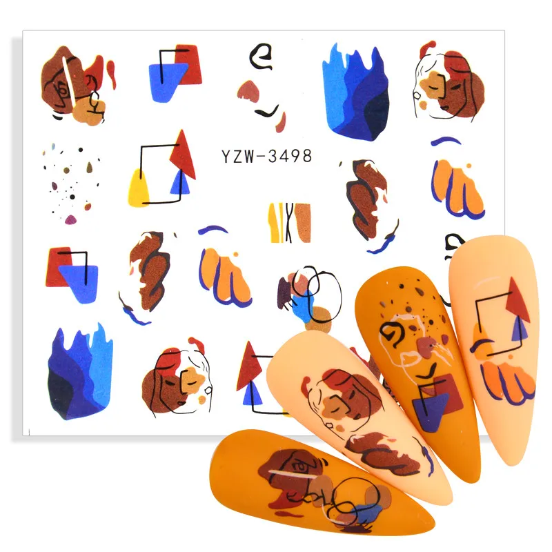 1 лист абстрактные женские водные переводки для ногтей с изображением алфавита