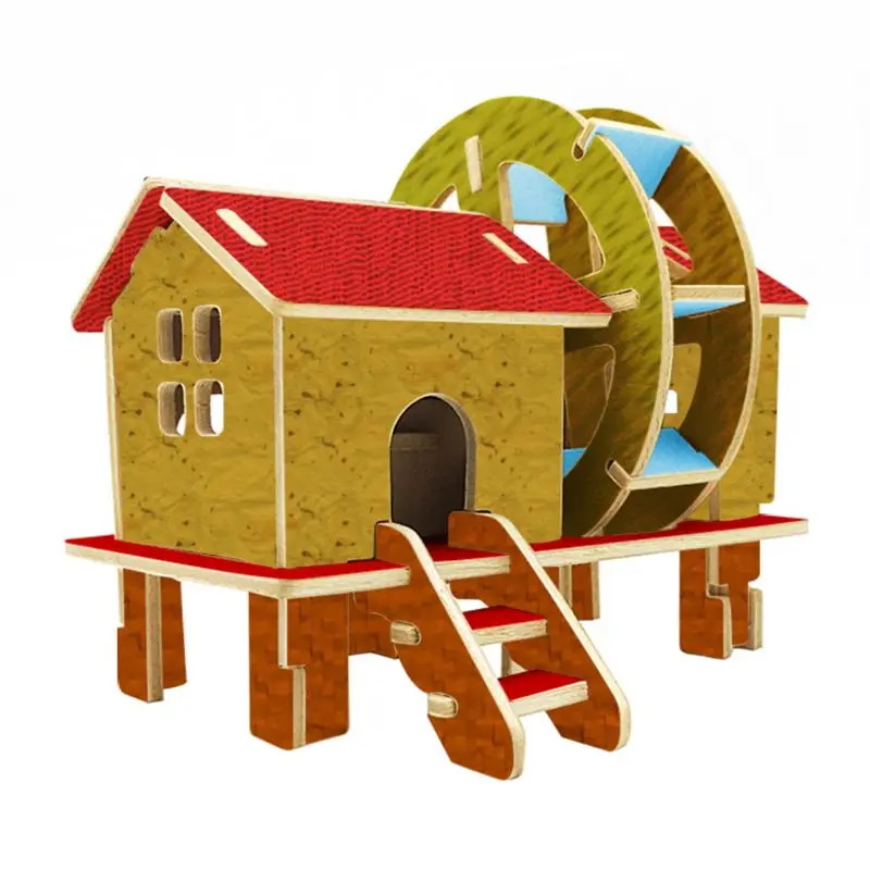 Солнечная энергия 3D деревянные головоломки DIY наборы Собранный кирпич ветряная