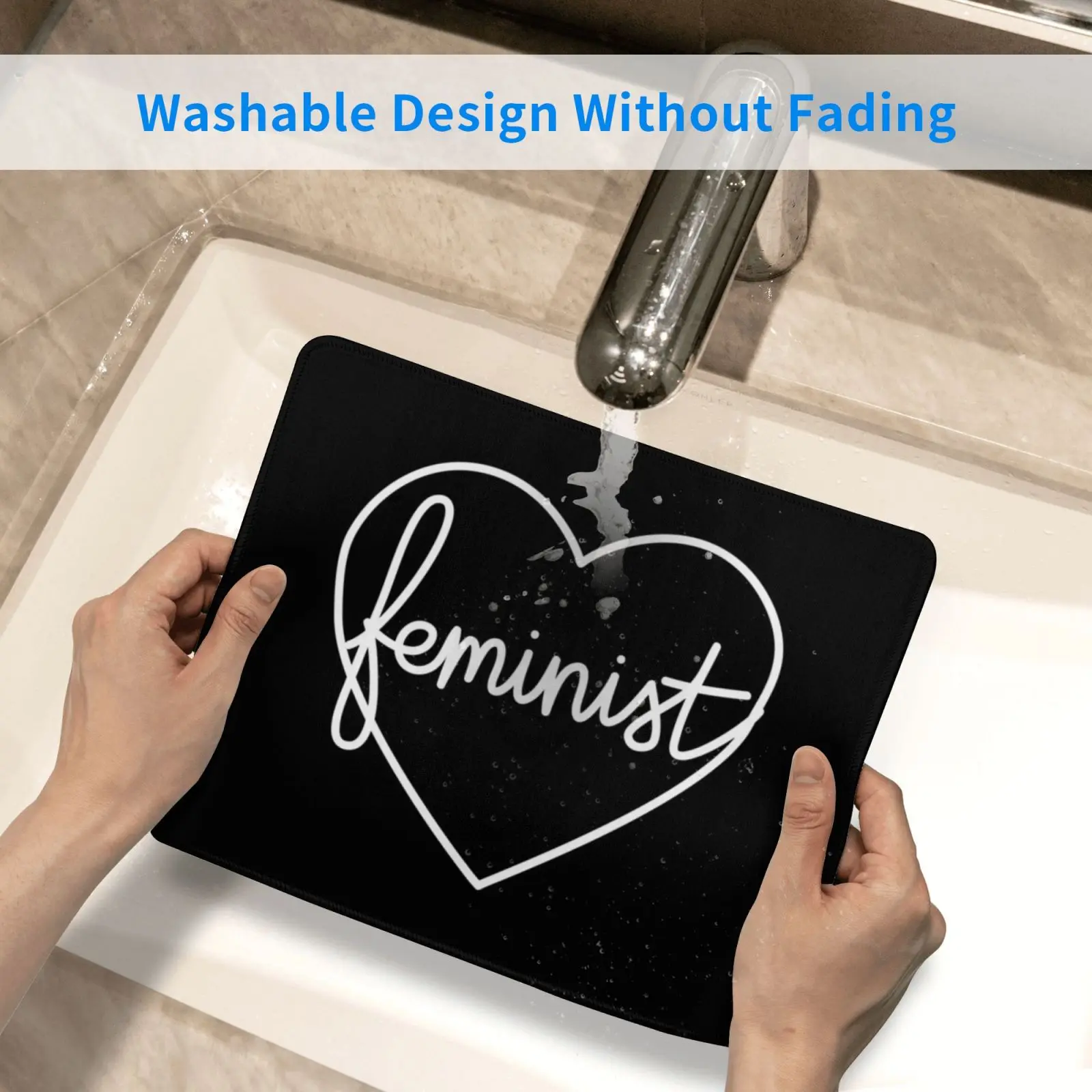 

Feminist Heart L | Black Mouse Pad DIY Print Big Large Word Feminist Embroidery Heart Heart Shaped Cute