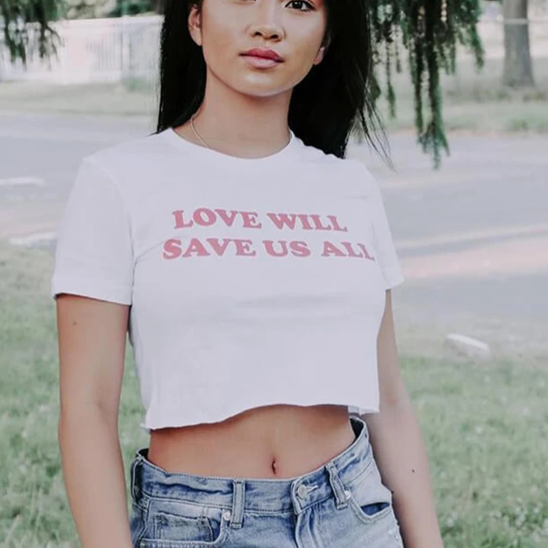 Кроп топы Love Will Save Us All рубашки с христианскими библиями женская футболка
