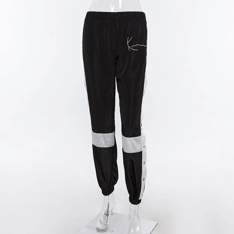 

Joggers Women Pants Fashion Patchwork Sweatpants Harem Casual Side Split Button Panelled High Waist Trousers Streetwear