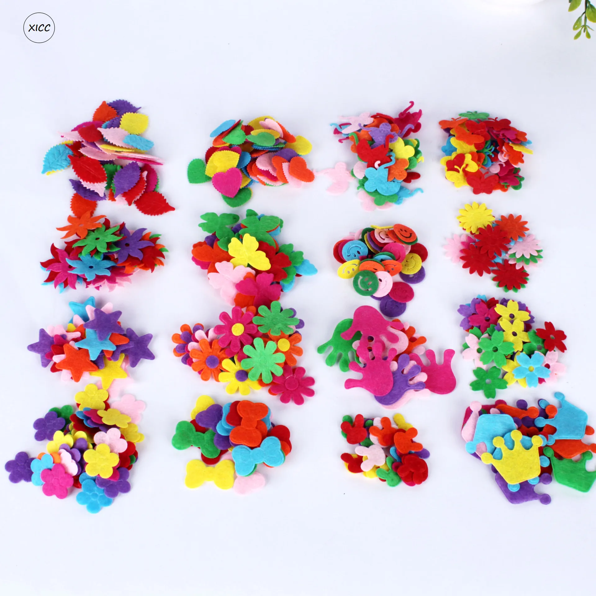 XICC 100PCS Colorful Nonwoven Round Flower Wool Felt Fabric Hair rope DIY Handmade Accessory Sticker Applique Patches Felt Pad