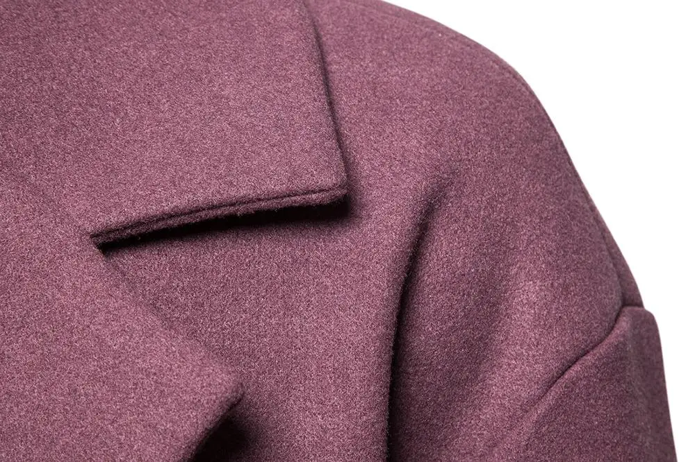 Мужское зимнее шерстяное пальто новое модное однотонное теплое плотное