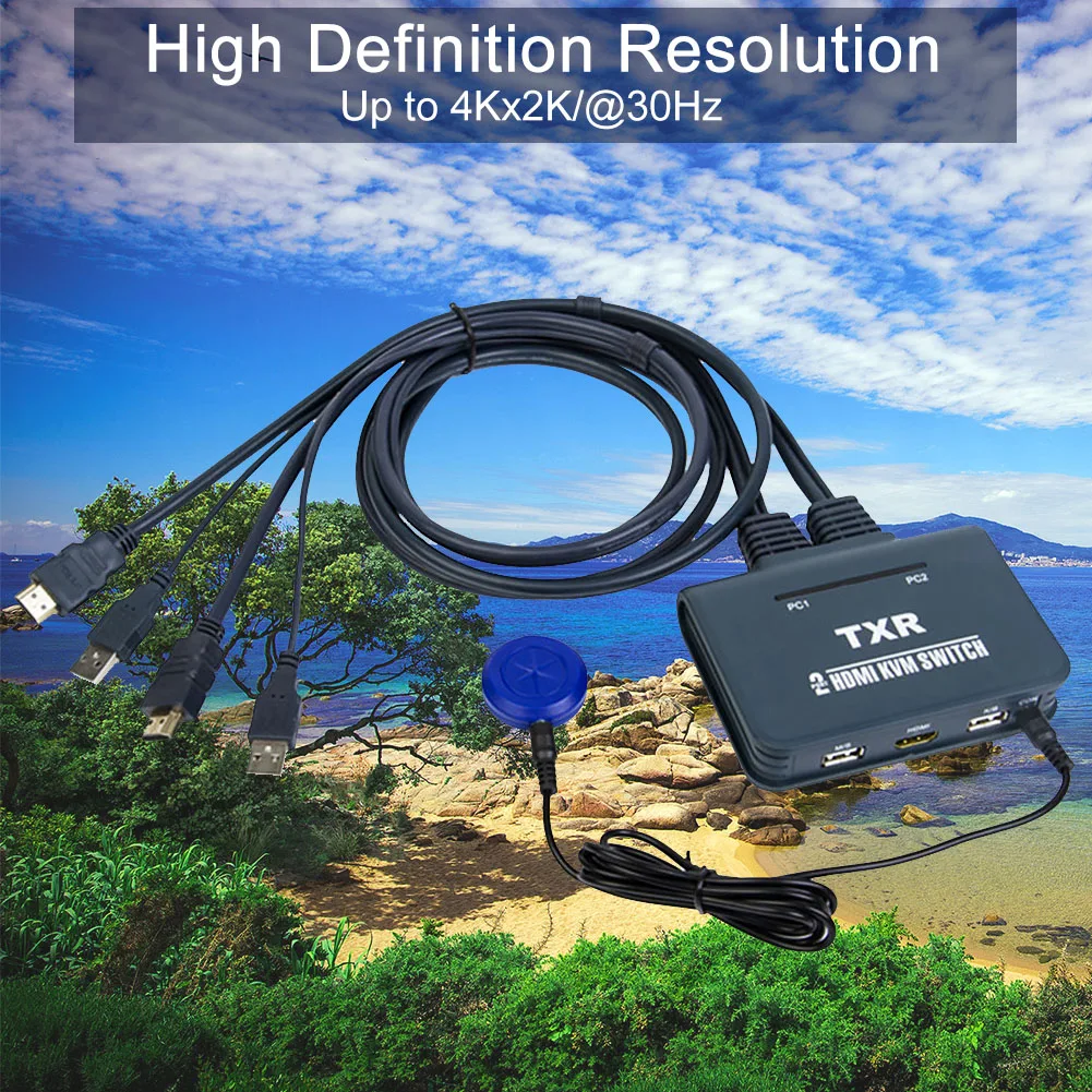 2 порта двойной монитор с кабелями USB Настольный контроллер компьютер KVM