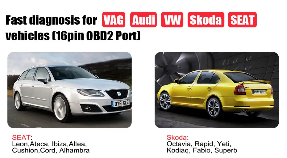 Ancel VD500 OBD2 автомобильный сканер OBD ABS подушка безопасности масляный светильник EPB диагностический инструмент для Volkswagen Audi Skoda Seat VAG ODB сканер