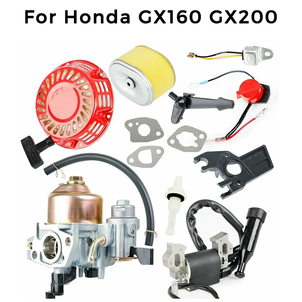 

Kit For Honda GX160 GX200 Recoil Carburetor Ignition Coil Spark Plug Air Filter Compatible With Lawn Mowers