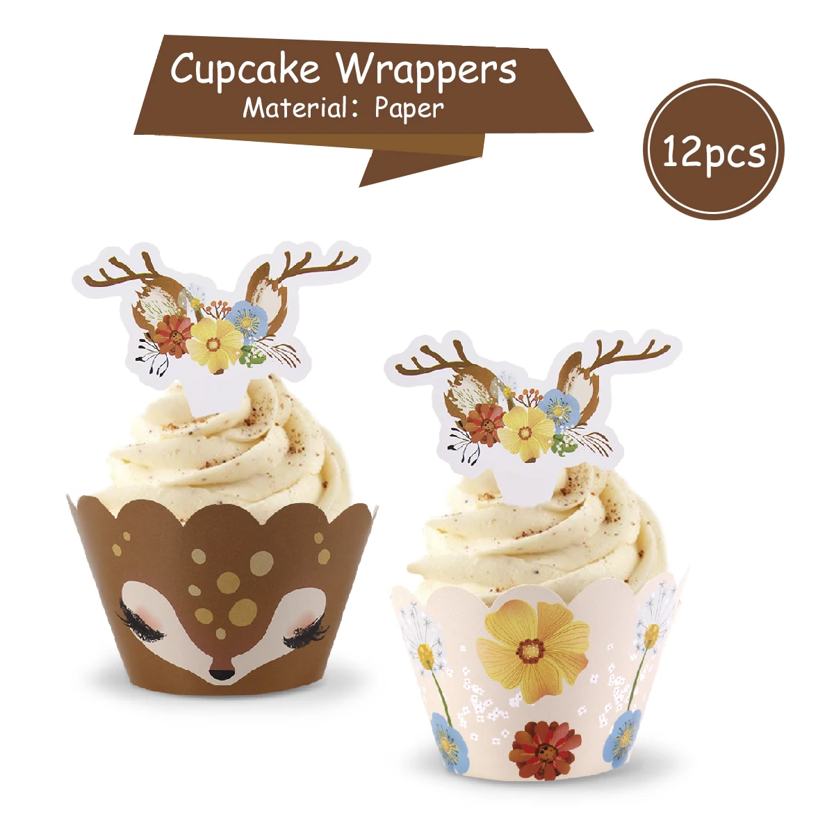 12pcs cake wrappers QIFU 1 шт., Рождественский бумажный мешок, Рождественский мешок, коробка для конфет, крафт-бумажные пакеты, рождественские подарочные держатели, Рождественская коробка для печенья - Цвет: 12pcs cake wrappers