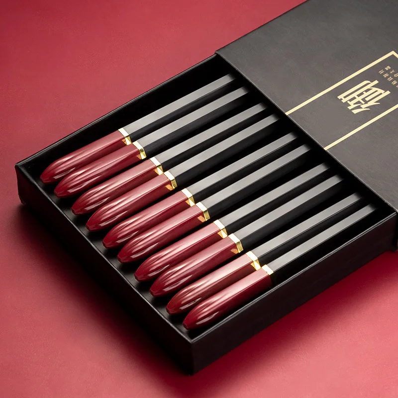 

1 Pair Chinese style chopsticks tableware food stick alloy Catering utensils sushi sticks Non-slip Household Kitchen Utensils