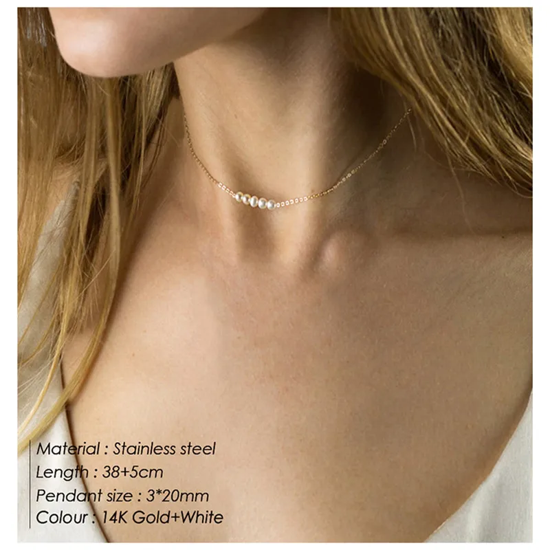 Ожерелье из нержавеющей стали 316L с жемчужинами и кристаллами|Цепочки| |